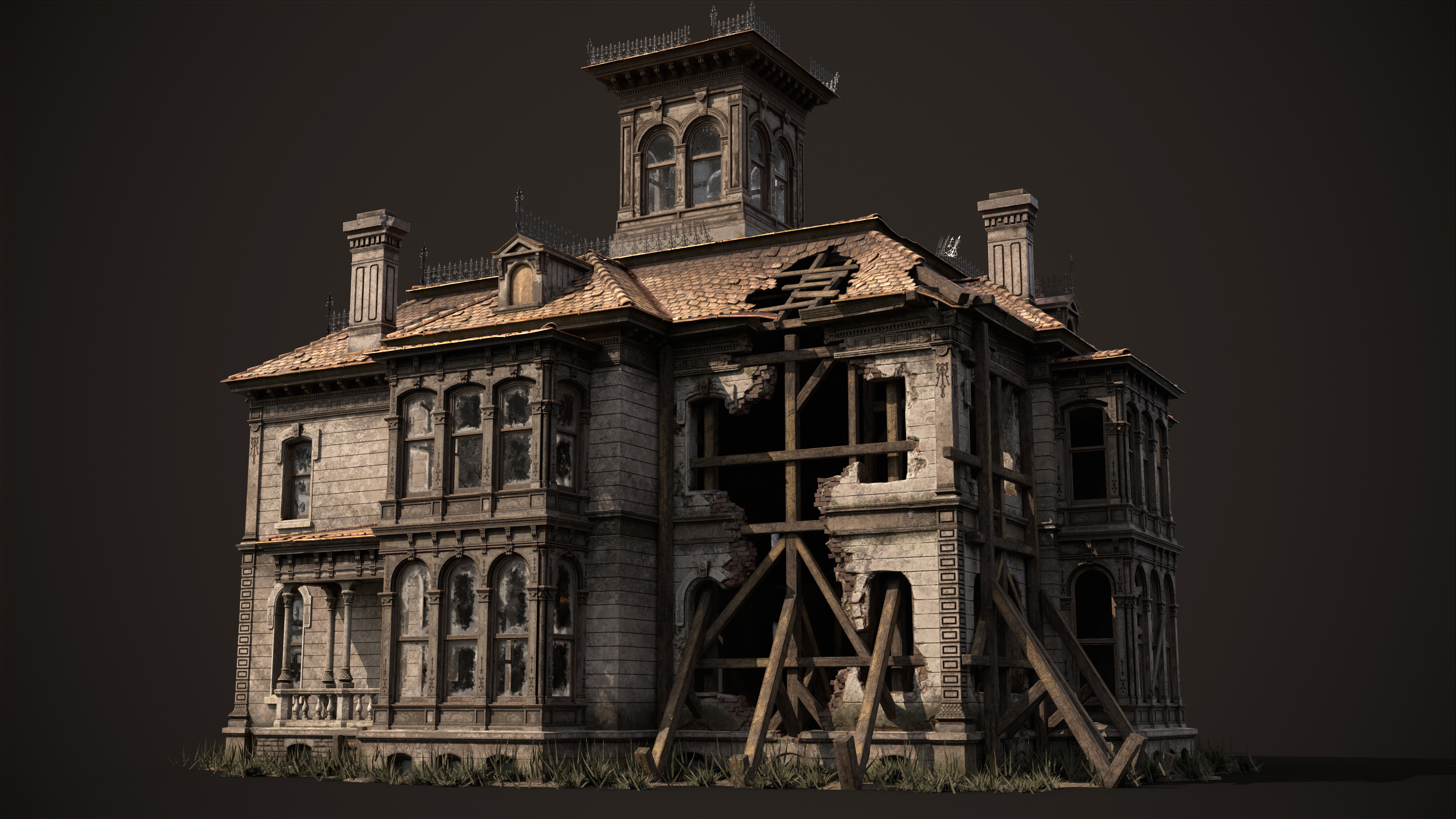 Old House Victorian Abandoned Low-poly 3D model_4