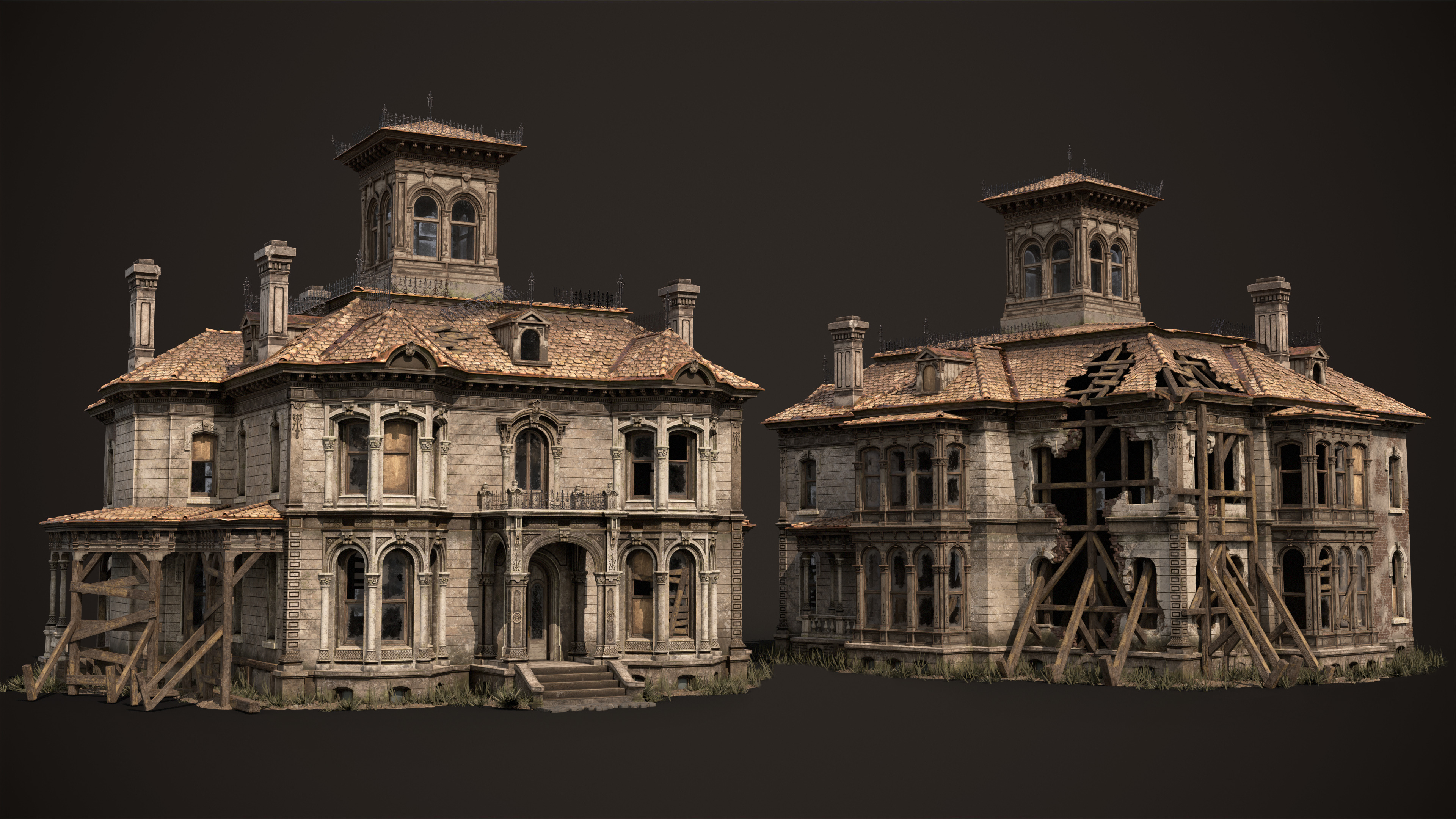 Old House Victorian Abandoned Low-poly 3D model_2