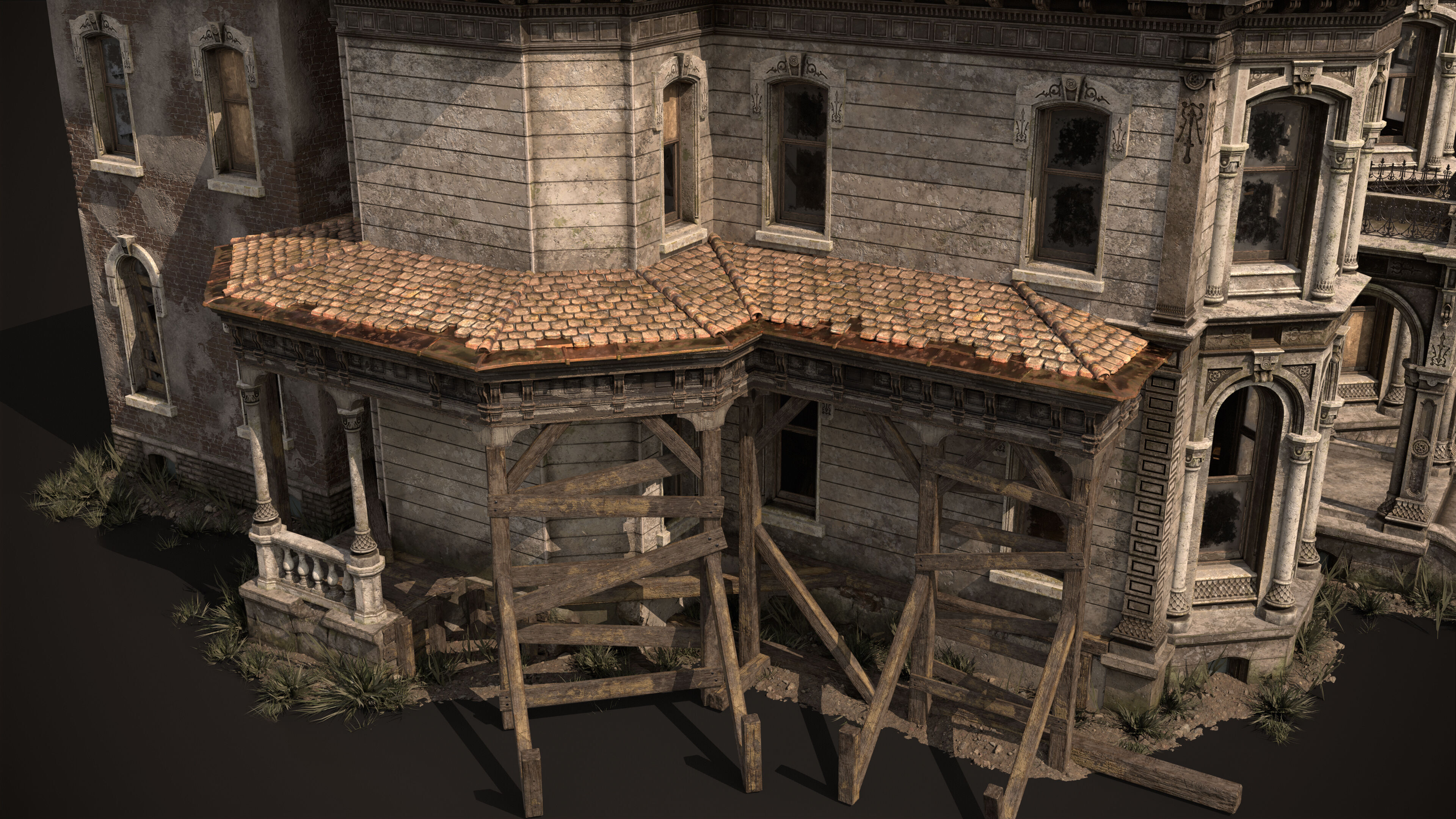 Old House Victorian Abandoned Low-poly 3D model_10