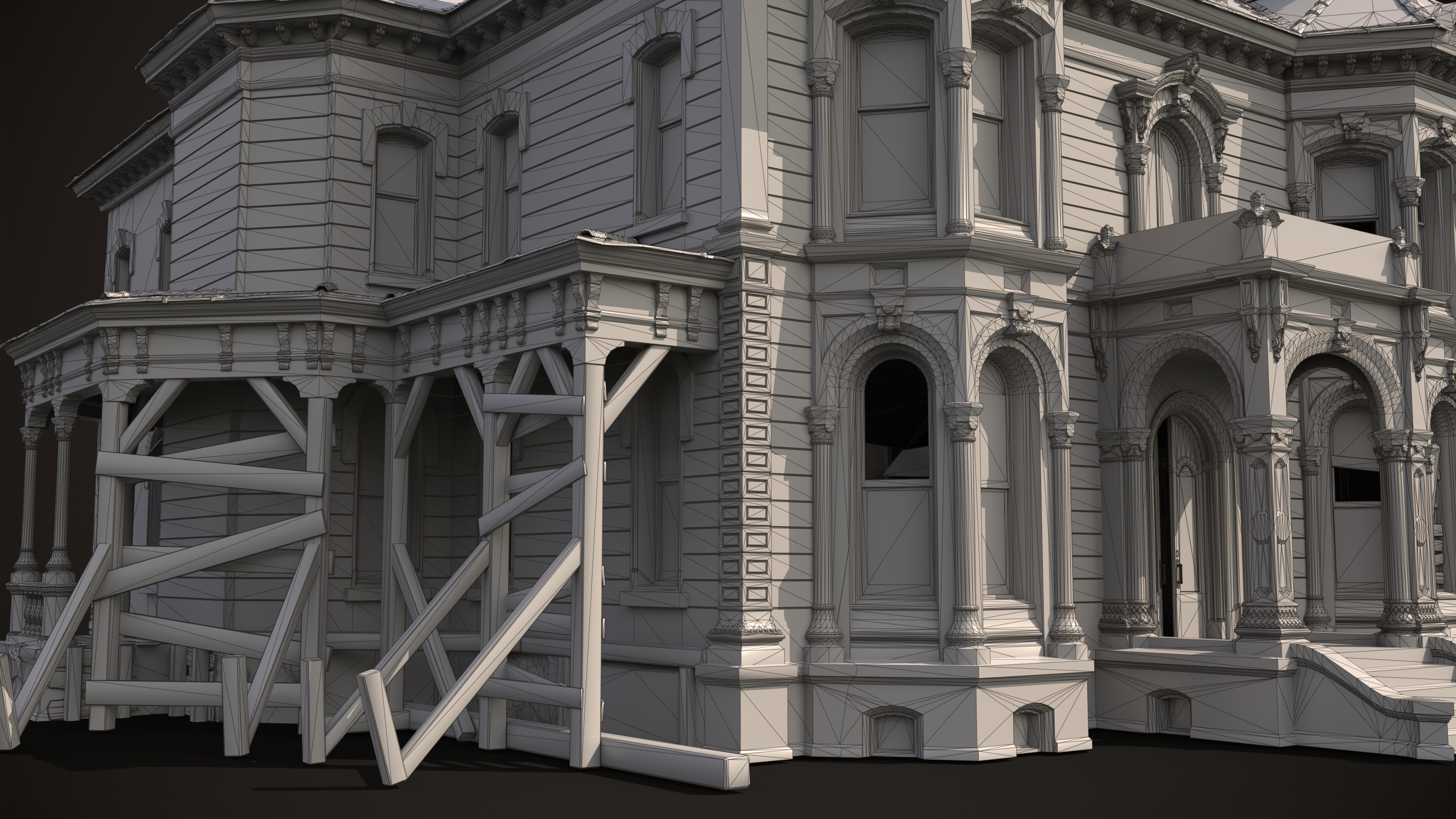 Old House Victorian Abandoned Low-poly 3D model_16