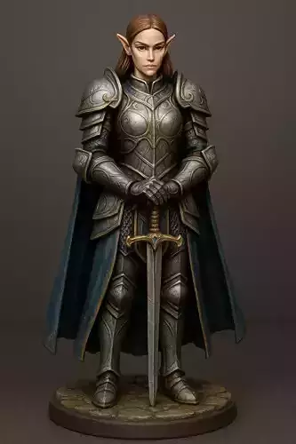 Female Elf Warrior Miniature