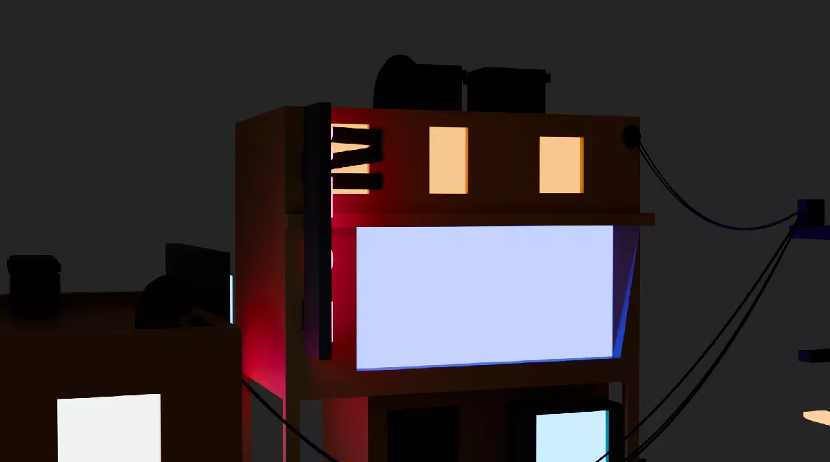 Neon city Low-poly 3D model