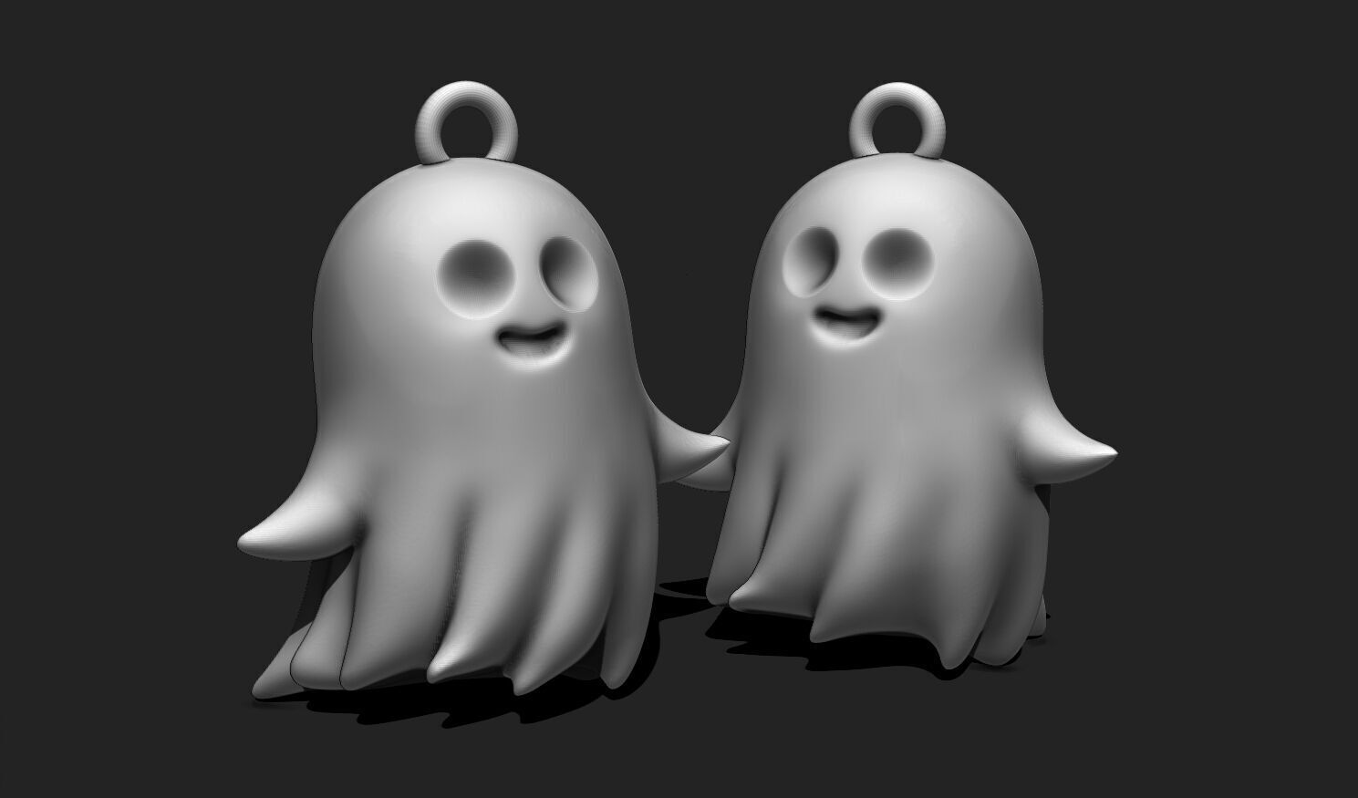 Ghost Keychain STL - Cute 3D Printable Halloween Charm 3D print model_11