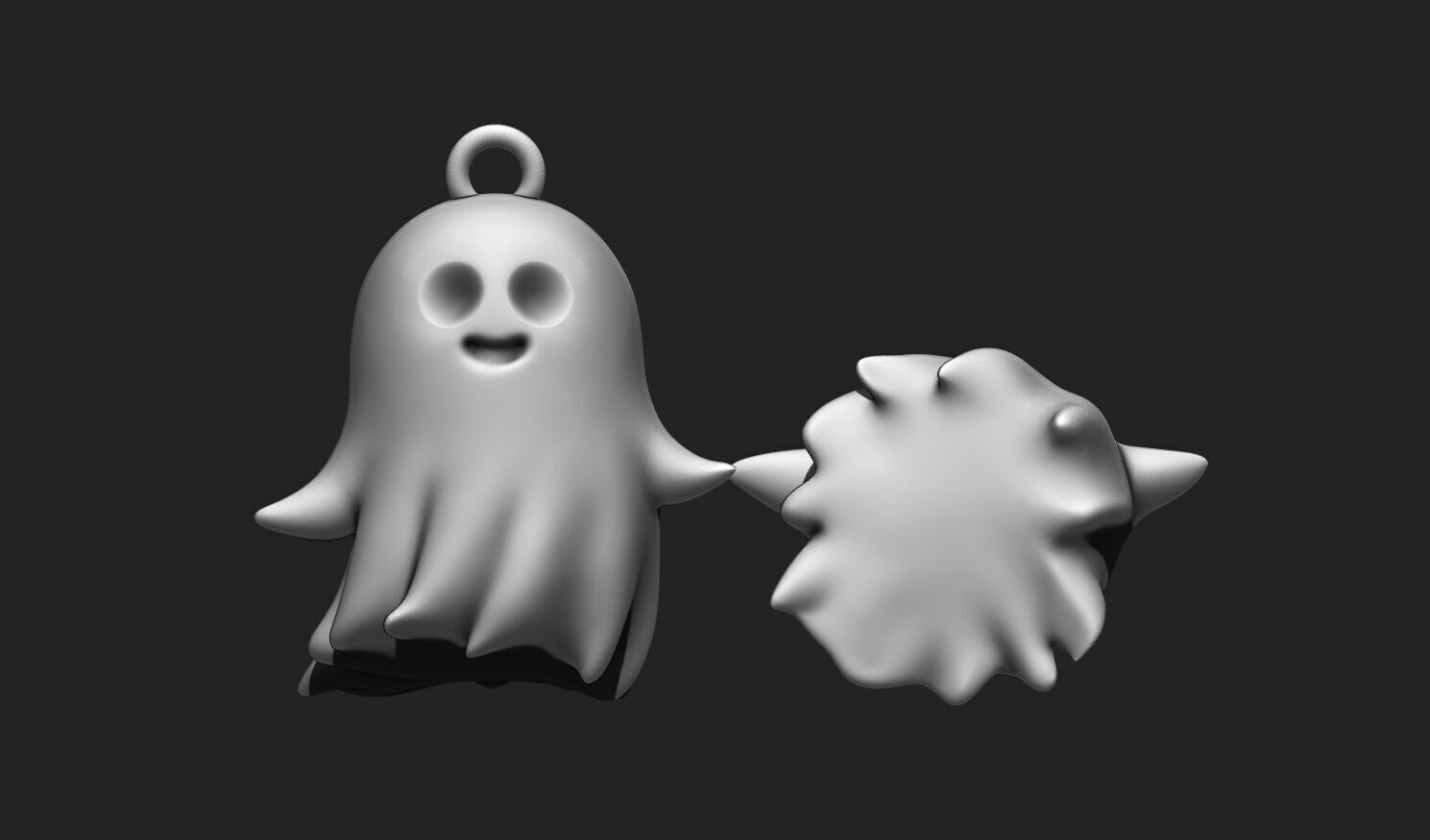 Ghost Keychain STL - Cute 3D Printable Halloween Charm 3D print model_14