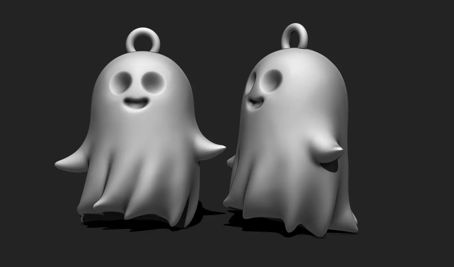 Ghost Keychain STL - Cute 3D Printable Halloween Charm 3D print model_0