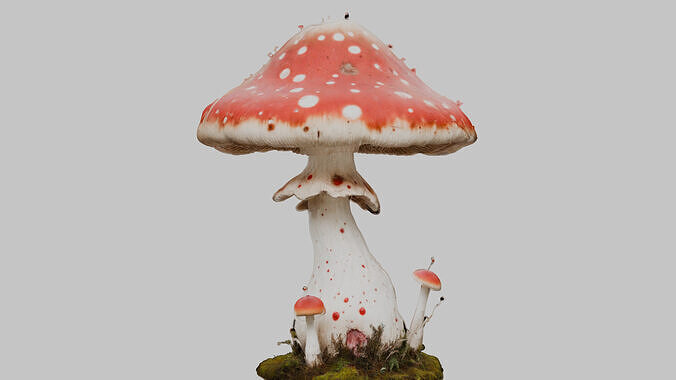 Giant Mystical Mushroom Amanita Muscaria Low-poly 3D model