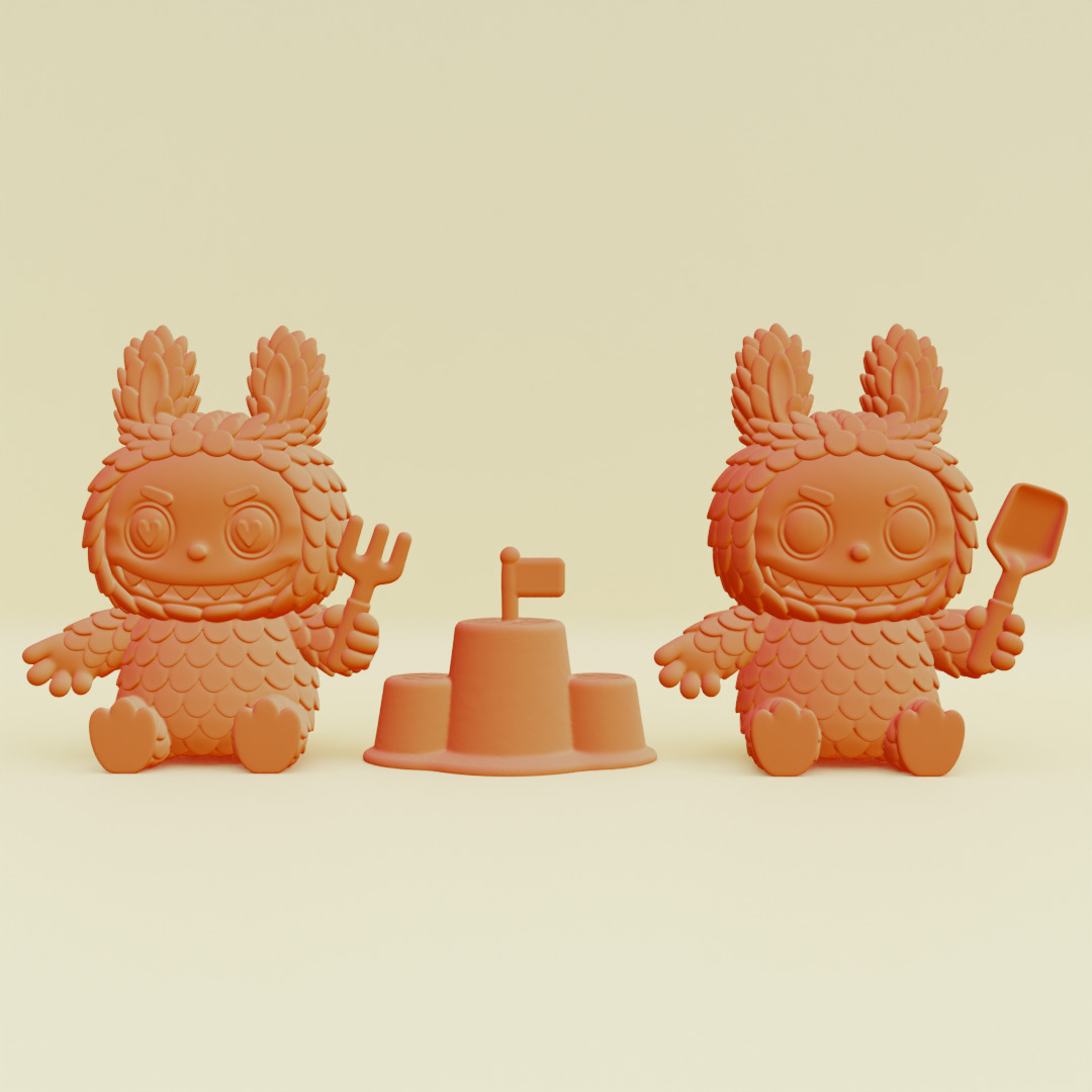 Labubu Beach Set DADA BABA Sandcastle Pop Mart Printable 3D print model_1