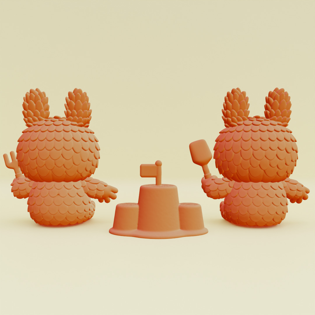 Labubu Beach Set DADA BABA Sandcastle Pop Mart Printable 3D print model_4