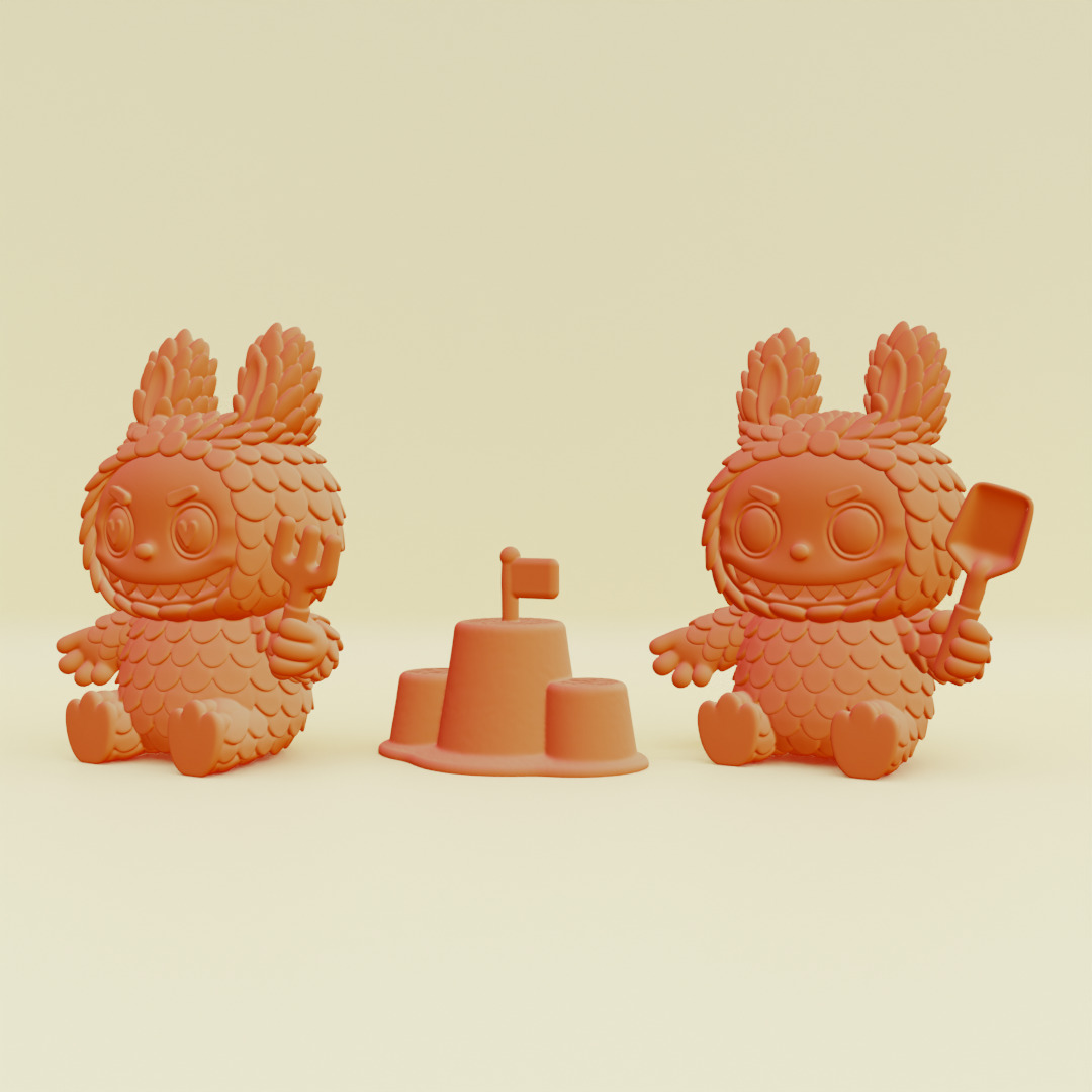 Labubu Beach Set DADA BABA Sandcastle Pop Mart Printable 3D print model_2