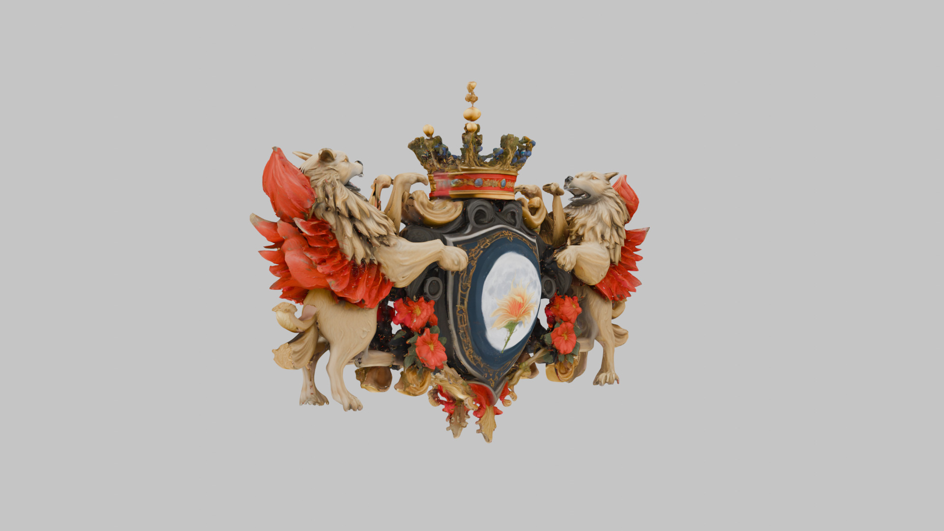 Ornate Heraldic Emblem Low-poly 3D model_5