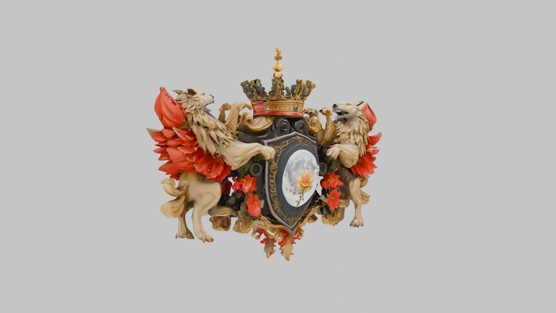 Ornate Heraldic Emblem Low-poly 3D model_1