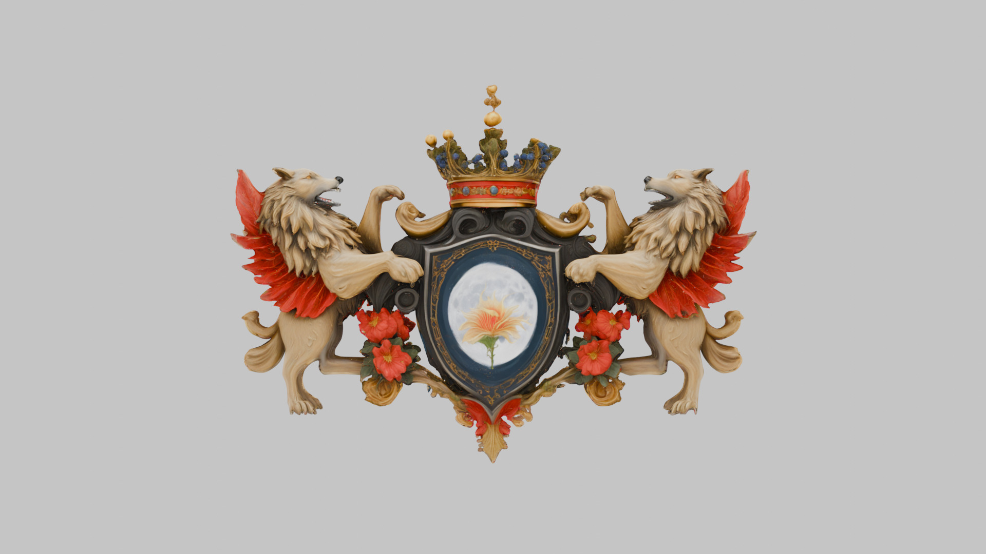 Ornate Heraldic Emblem Low-poly 3D model_4