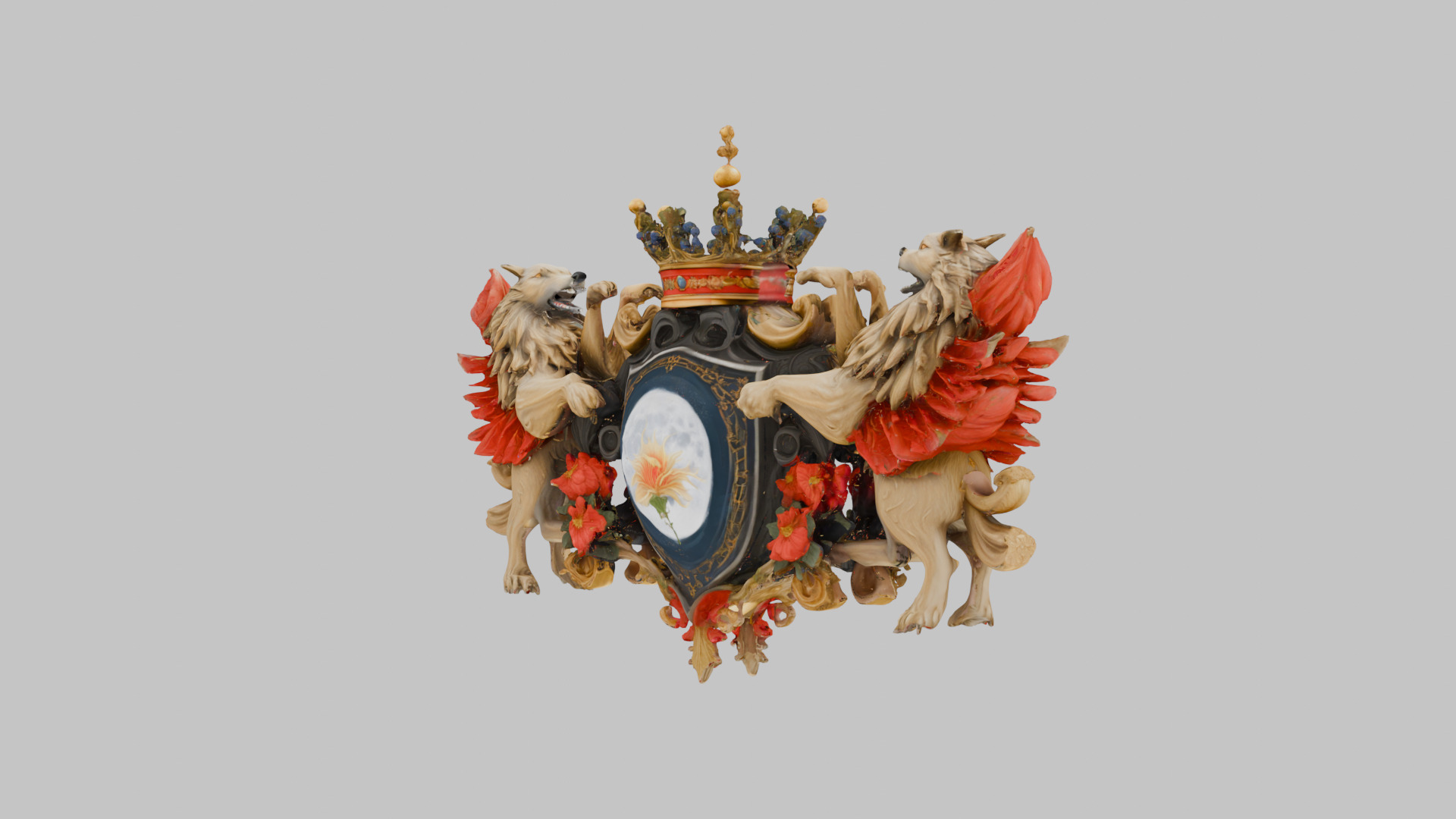 Ornate Heraldic Emblem Low-poly 3D model_3