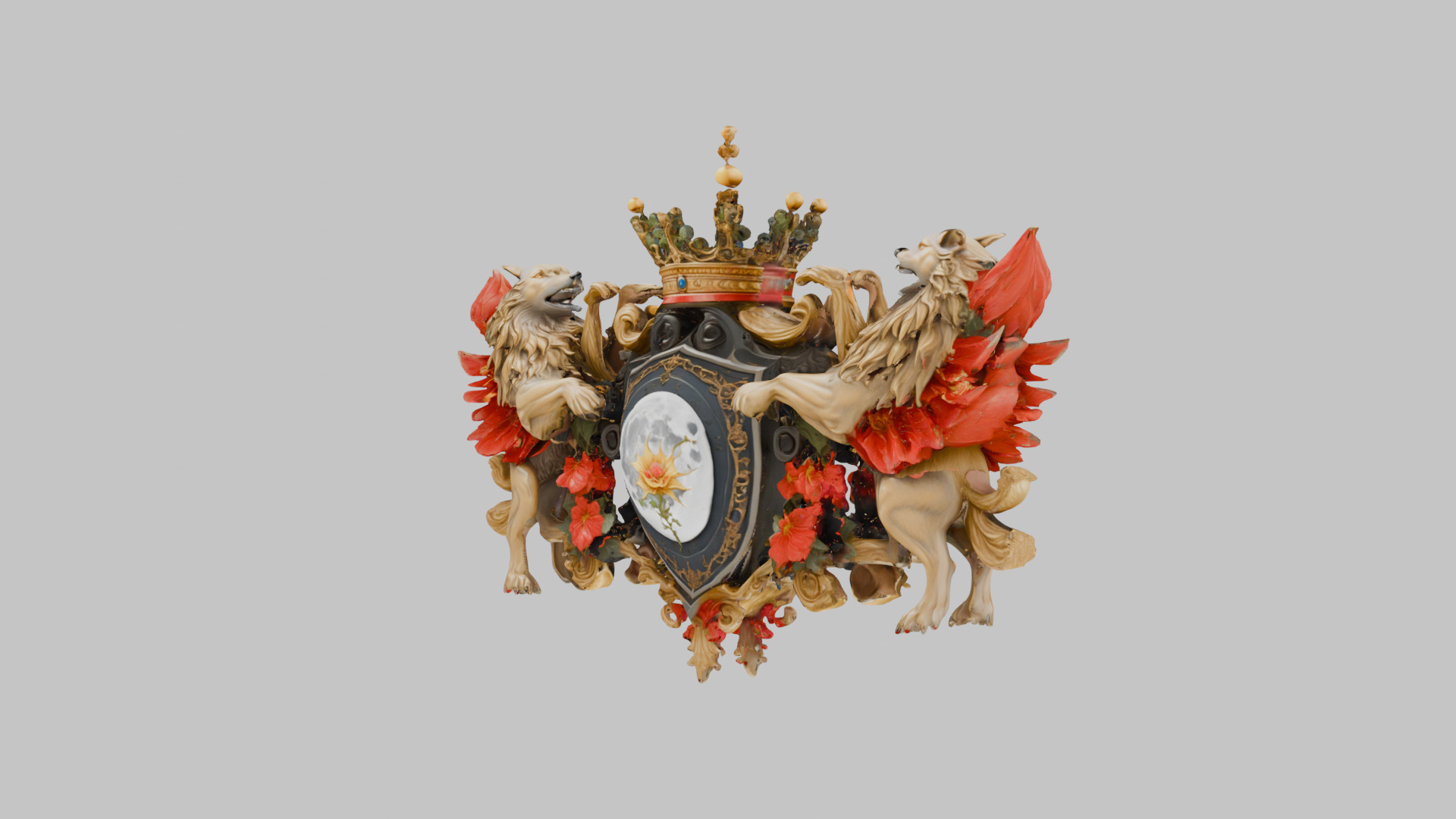 Ornate Heraldic Emblem Low-poly 3D model_7