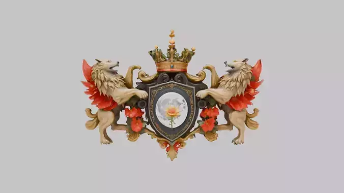 Ornate Heraldic Emblem Low-poly 3D model