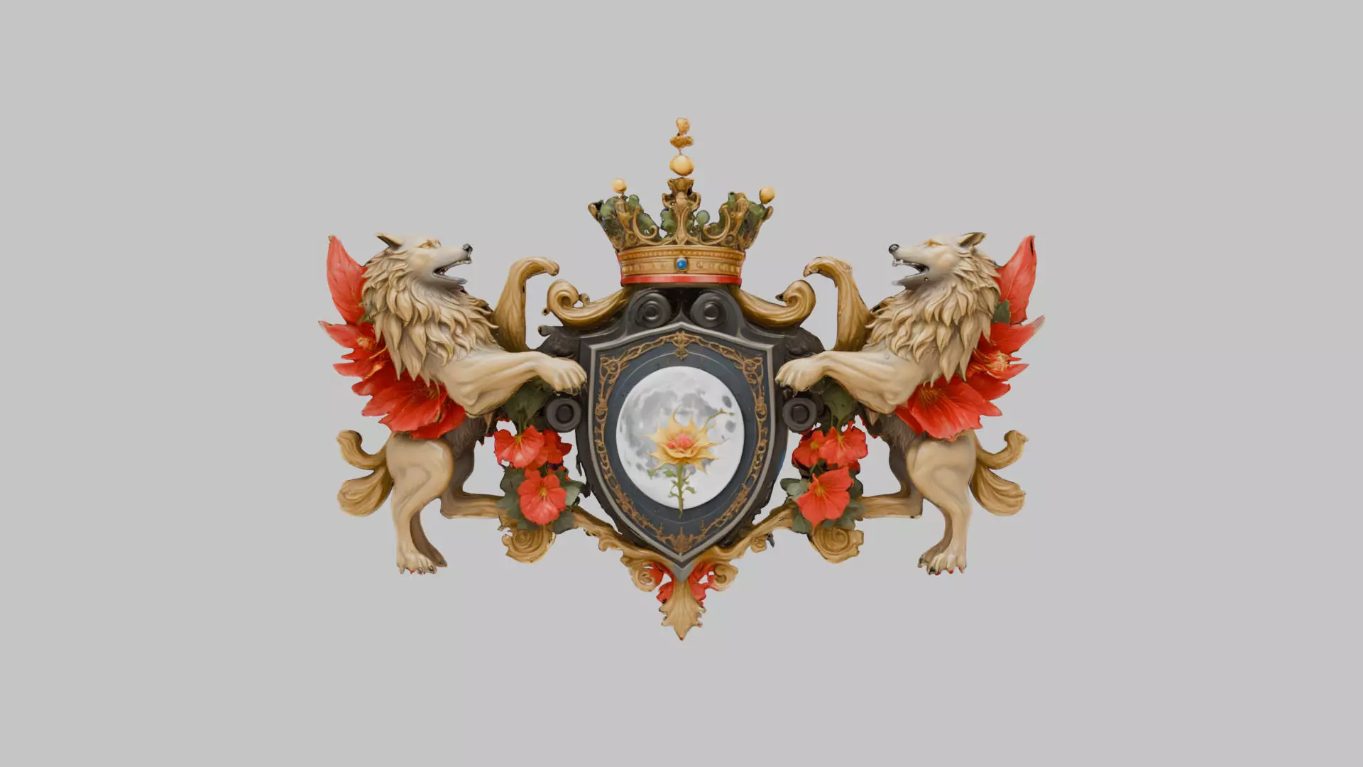 Ornate Heraldic Emblem Low-poly 3D model_0