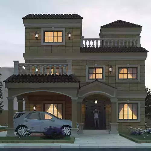 Spanish Style Exterior Designing And 3D Model