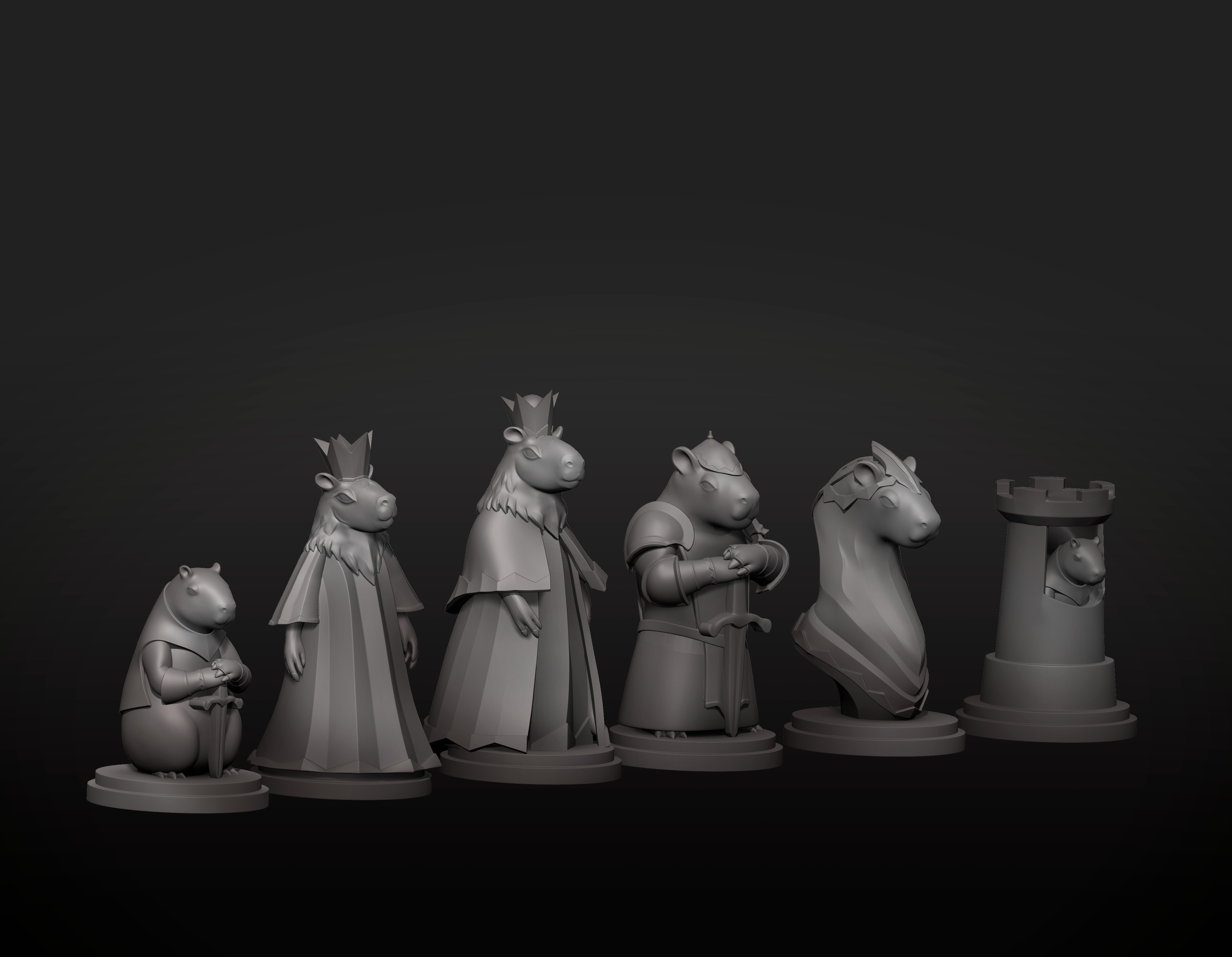 Set Capybara Chess  3D print model_5
