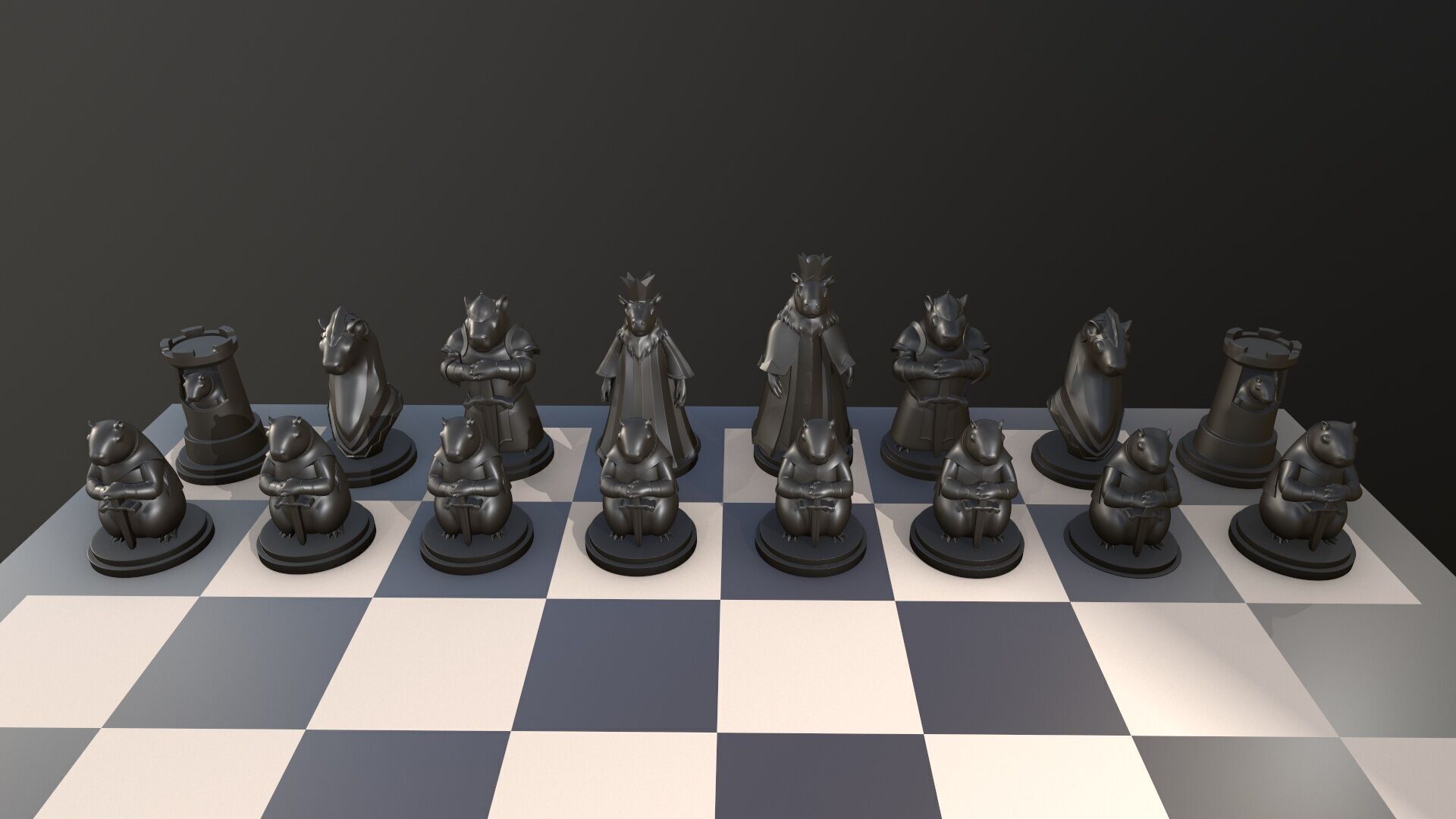 Set Capybara Chess  3D print model_15