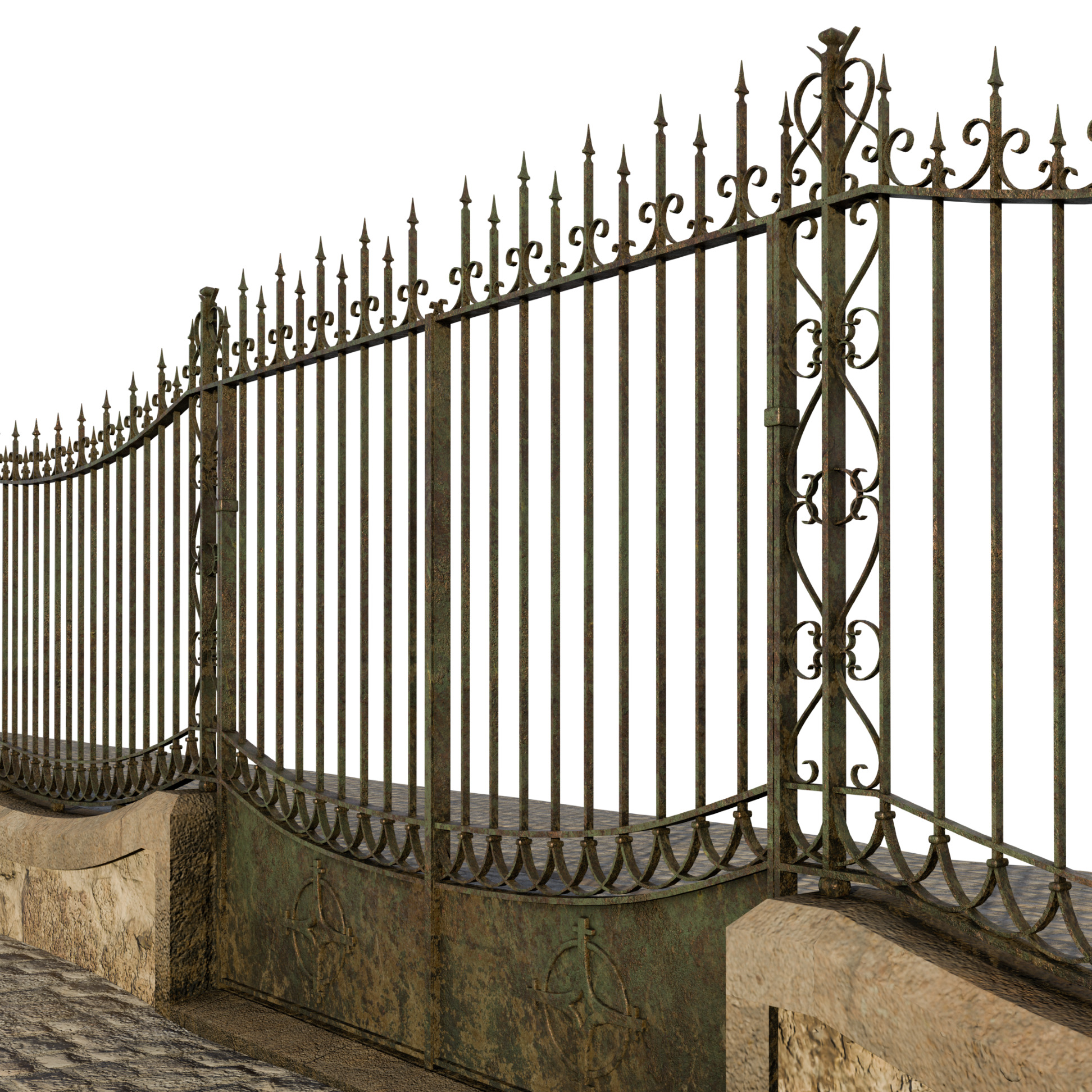 Classical Iron Gate 3D model_5