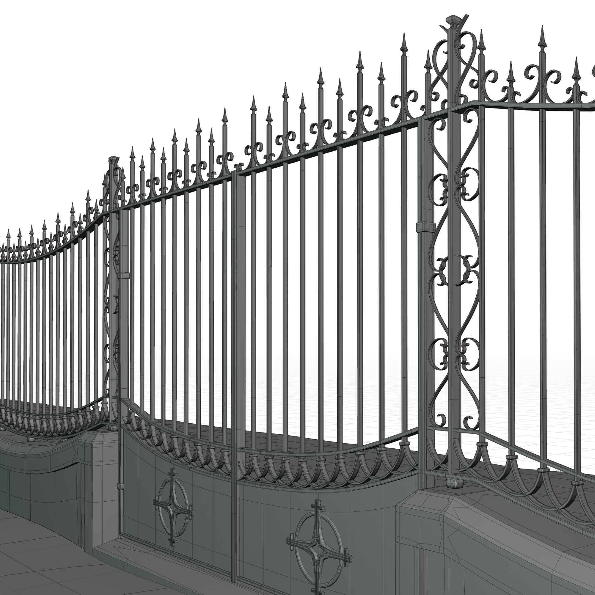 Classical Iron Gate 3D model_13
