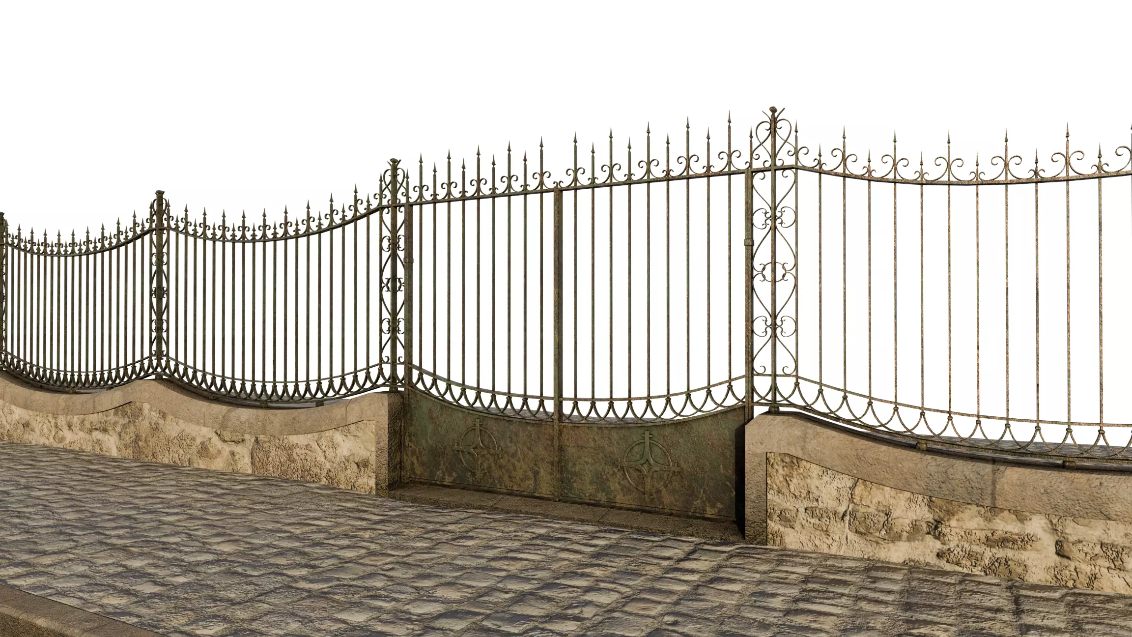 Classical Iron Gate 3D model_0