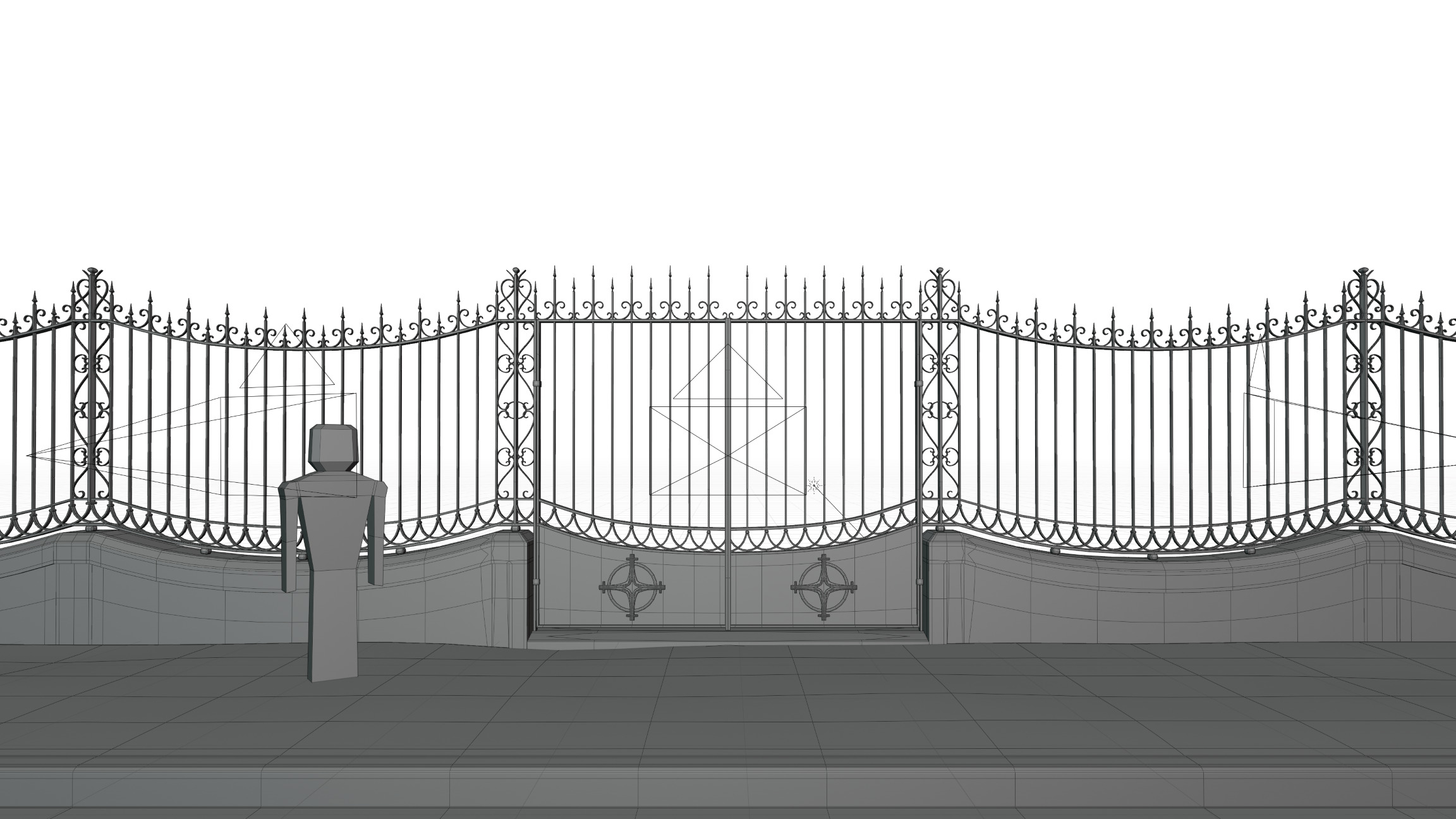 Classical Iron Gate 3D model_11
