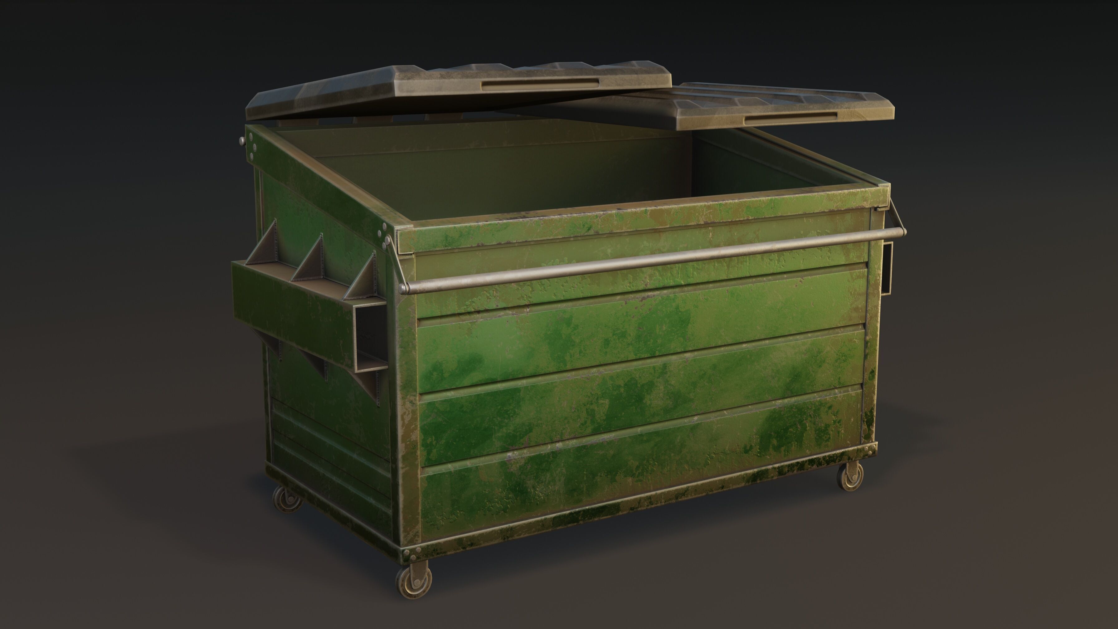 Dumpster Openable Lids Game-Ready Low-poly 3D model_1