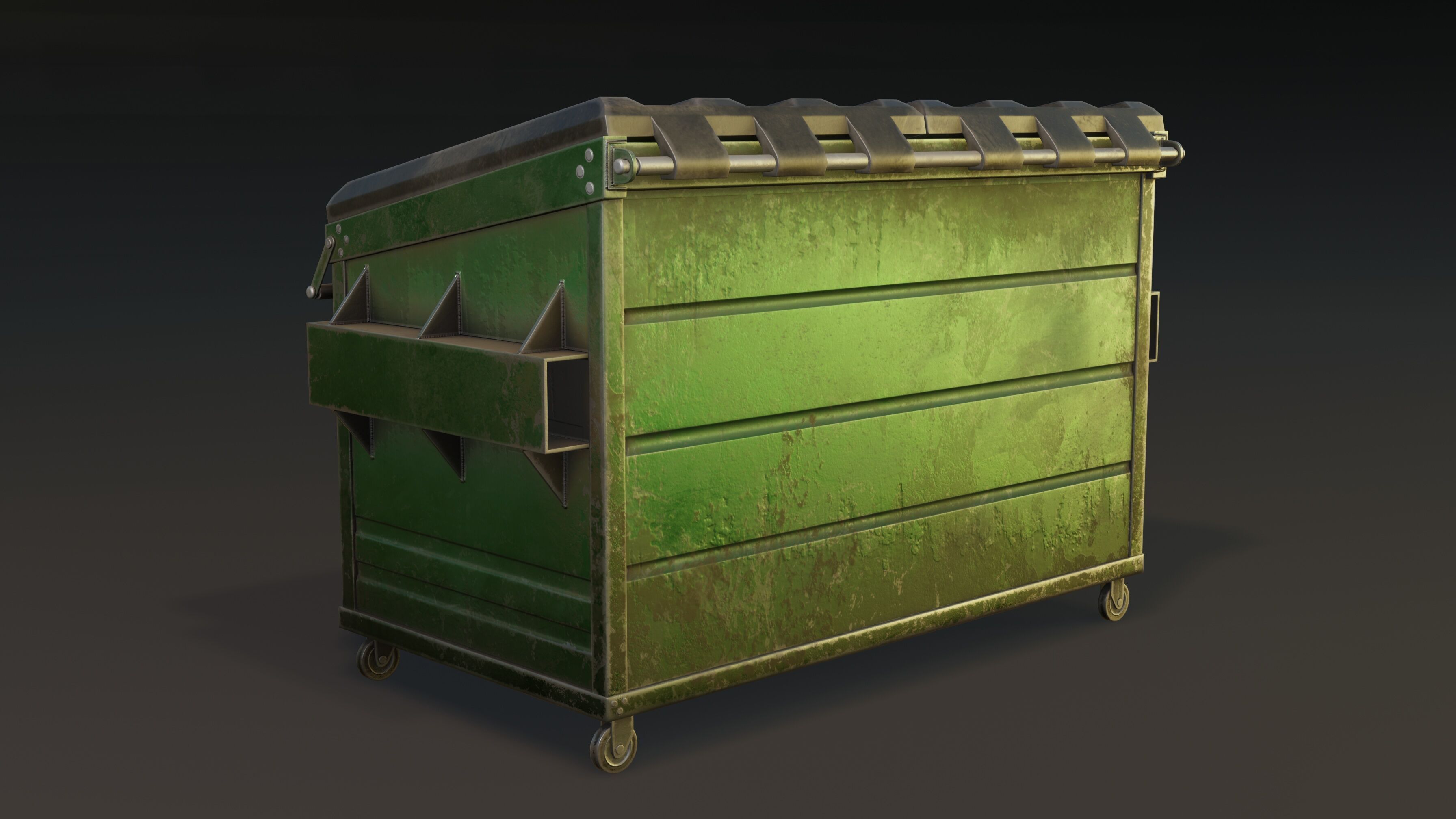 Dumpster Openable Lids Game-Ready Low-poly 3D model_2
