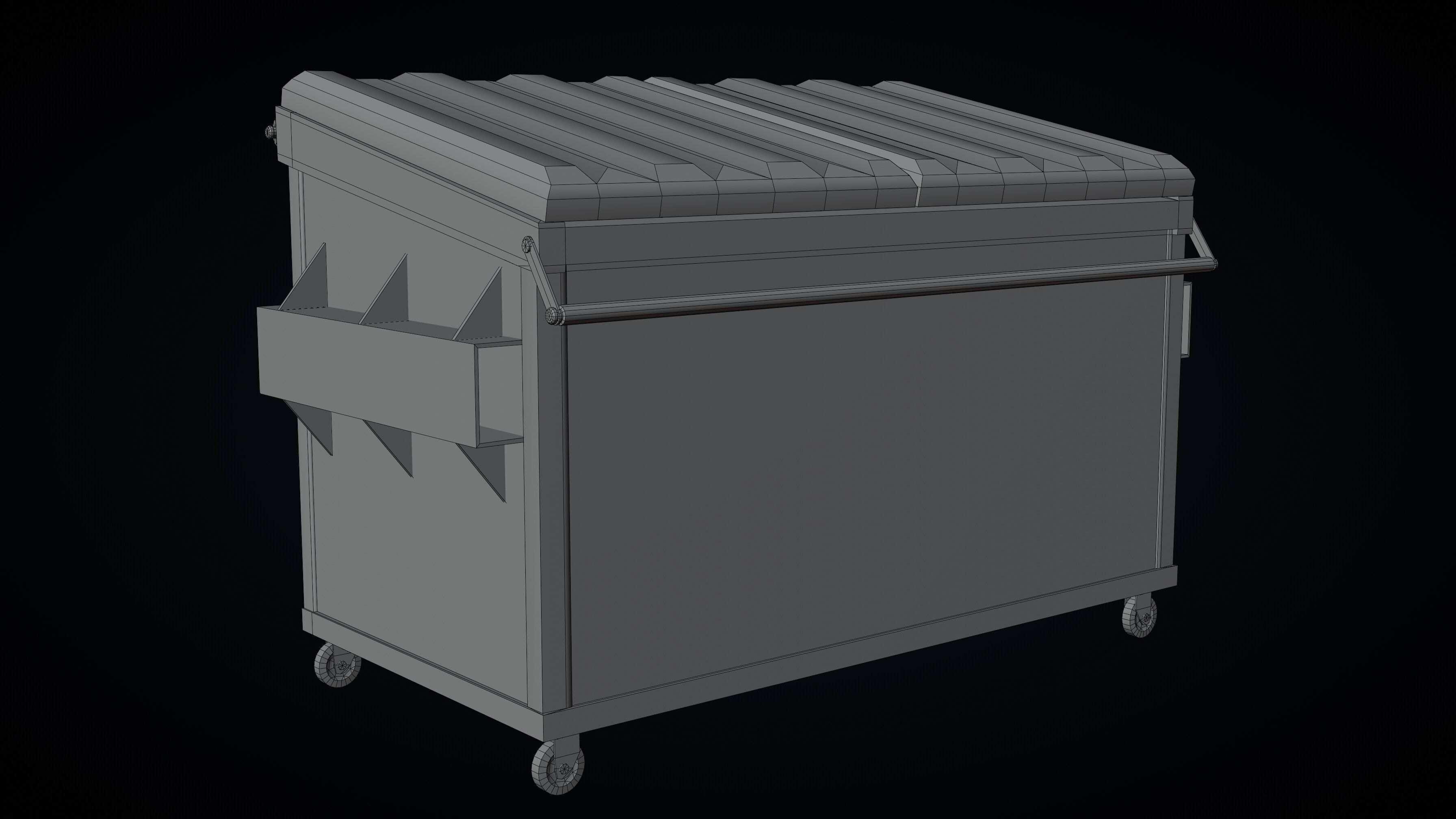 Dumpster Openable Lids Game-Ready Low-poly 3D model_3
