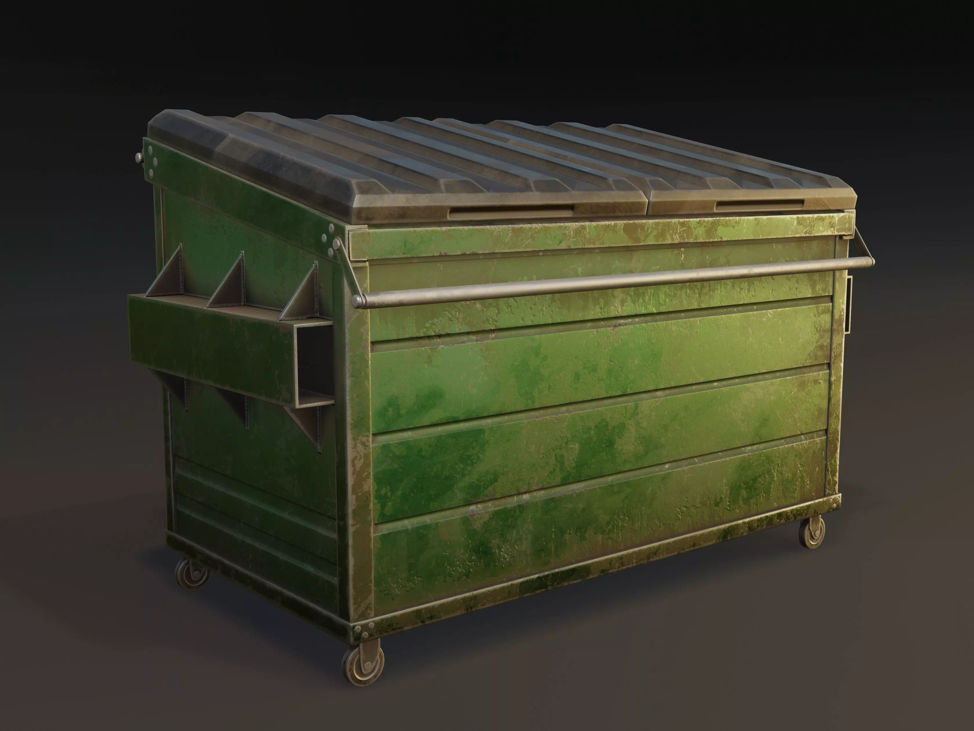 Dumpster Openable Lids Game-Ready Low-poly 3D model_0