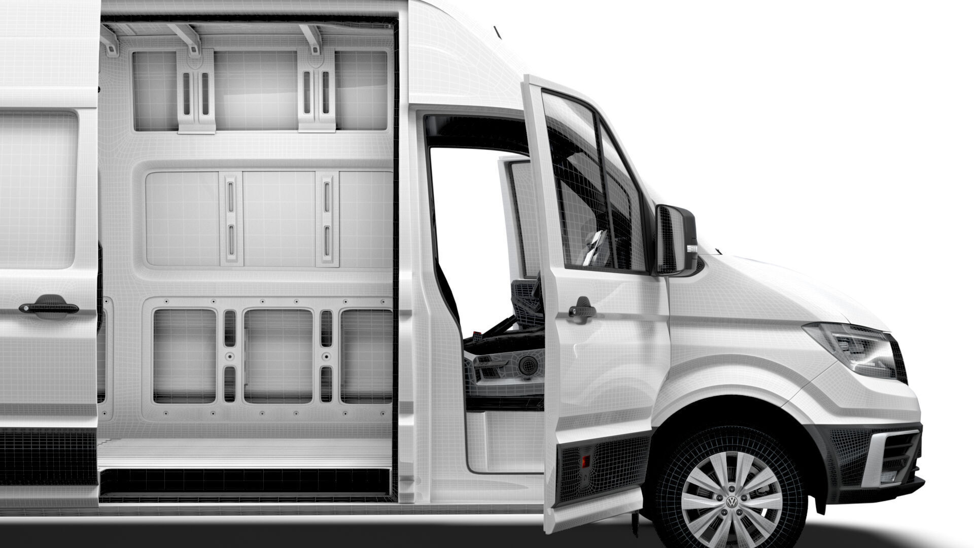 VW Crafter Van LWB SHR HQInterior 2025 3D model_11
