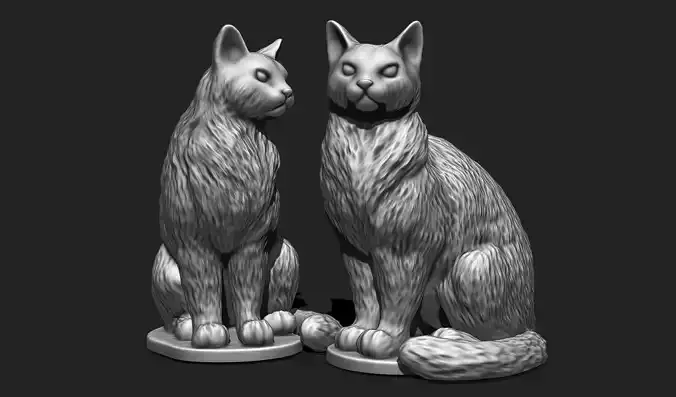 3D Printable Cat Statue STL File