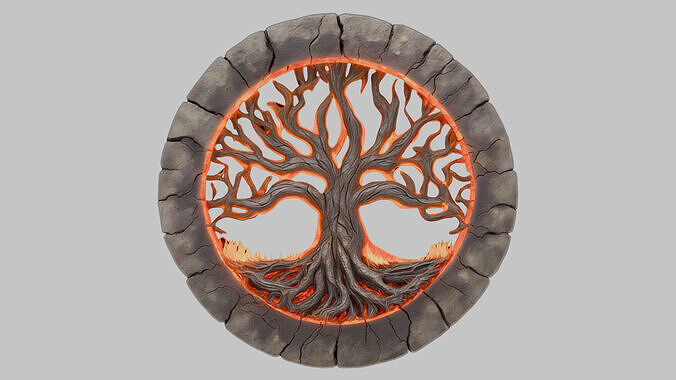 Fire Eternal Tree emblem Low-poly 3D model