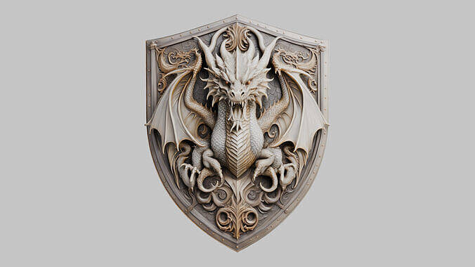 Dragon Shield Crest Low-poly 3D model