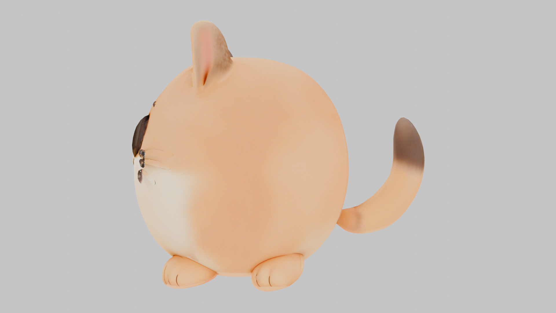 Stylized Chonky Kitty Kitten Cat Low-poly 3D model_6
