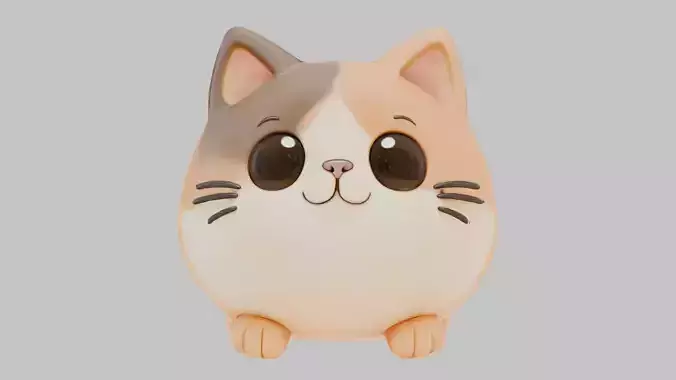 Stylized Chonky Kitty Kitten Cat