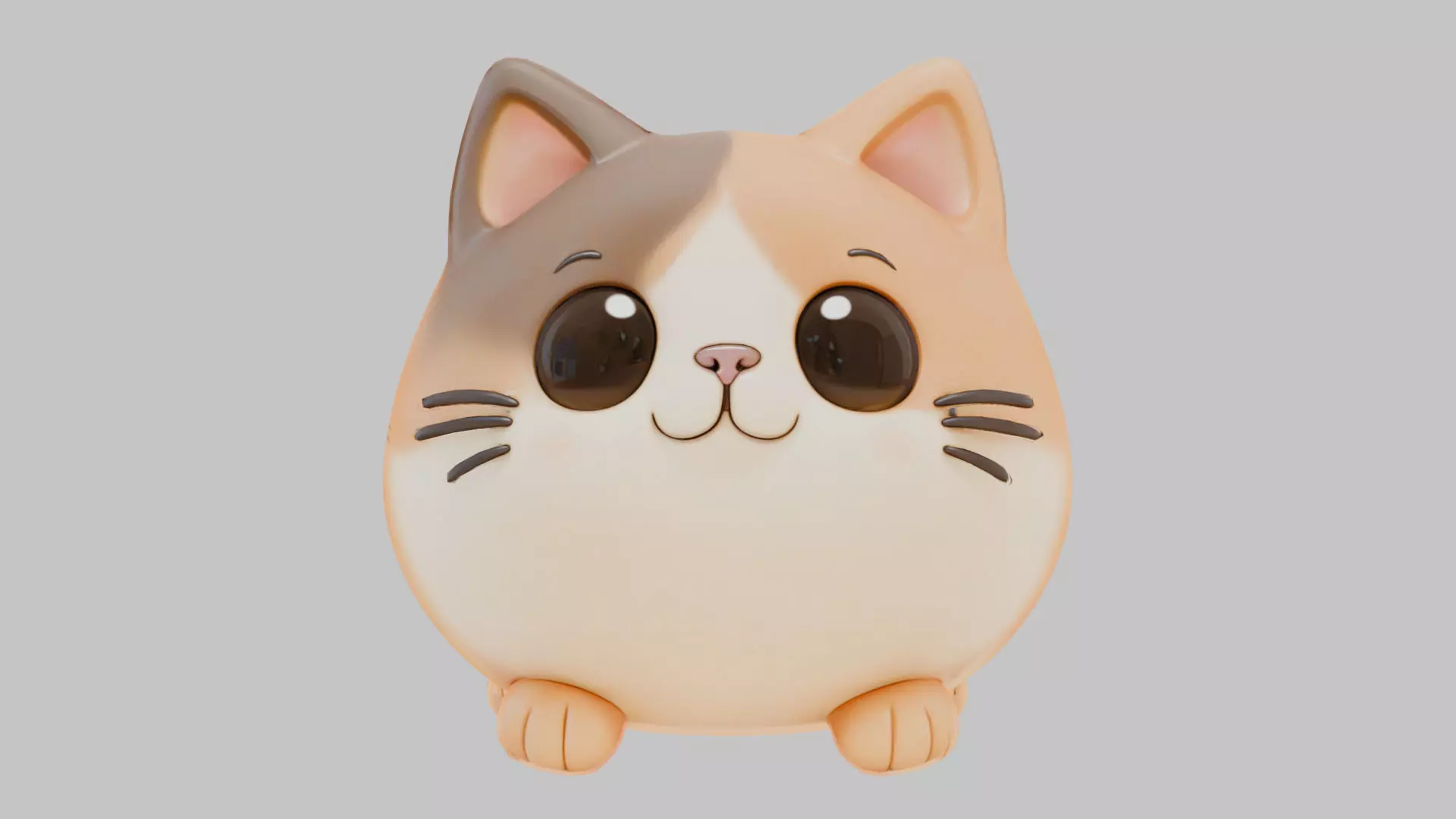 Stylized Chonky Kitty Kitten Cat Low-poly 3D model_0
