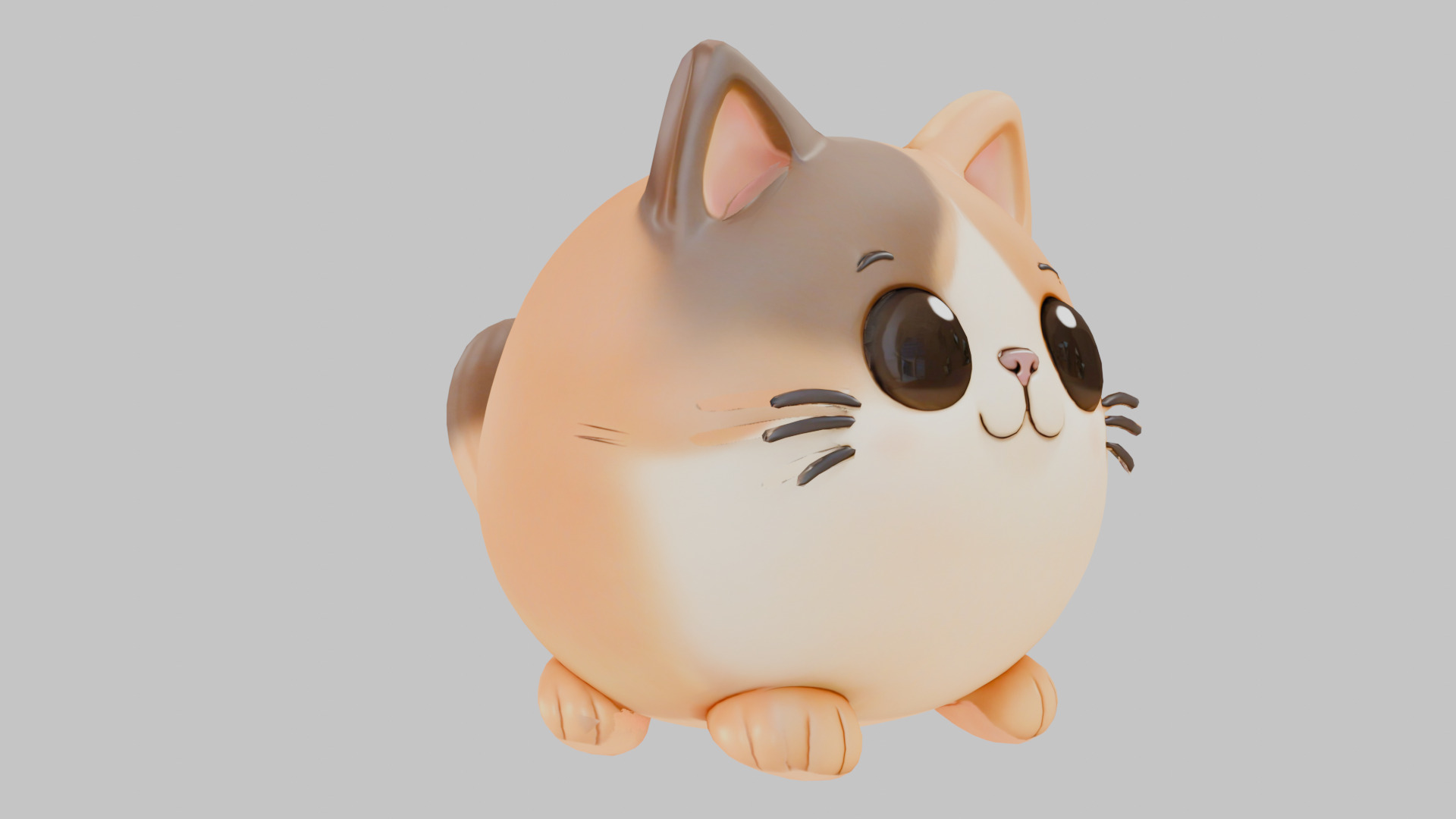 Stylized Chonky Kitty Kitten Cat Low-poly 3D model_1