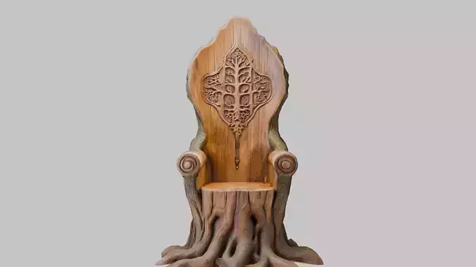 Carved Wooden Throne Chair Figure