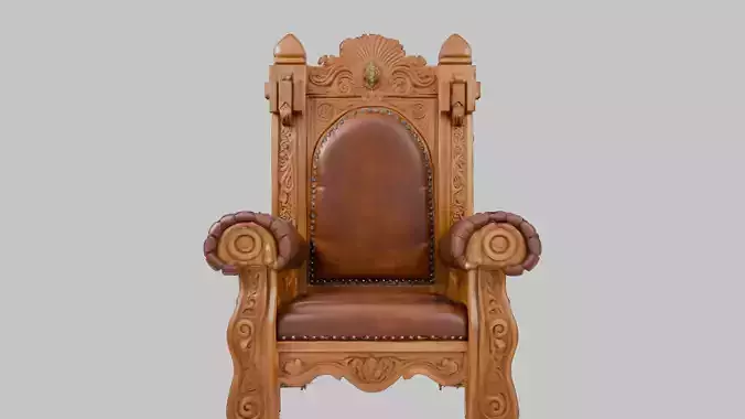 Wooden Viking Throne Low-poly 3D model