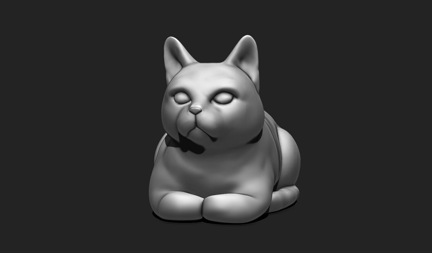 3D Printable Cat Sculpture STL File 3D print model_3