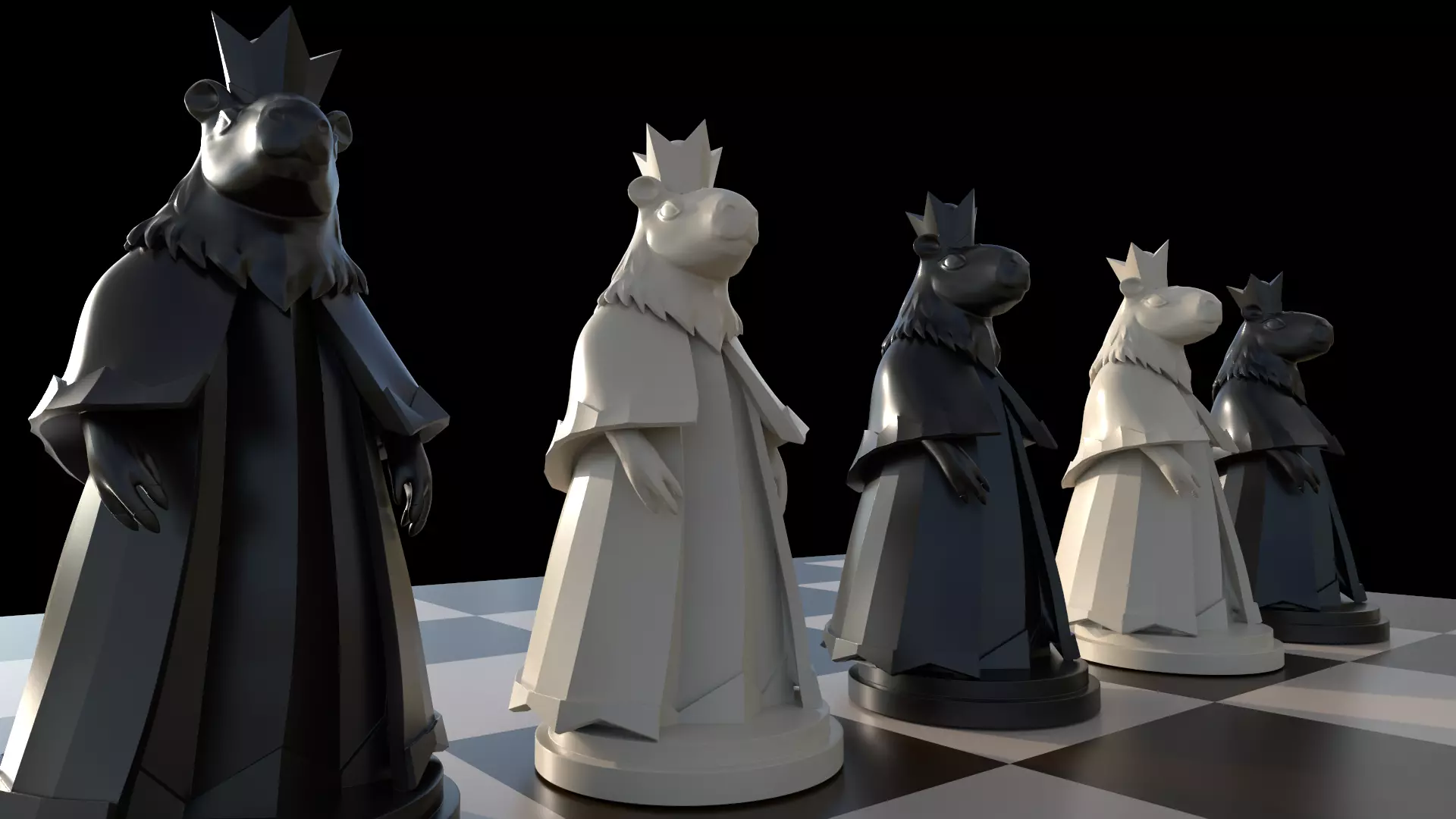 Capybara King Chess 3D print model_0