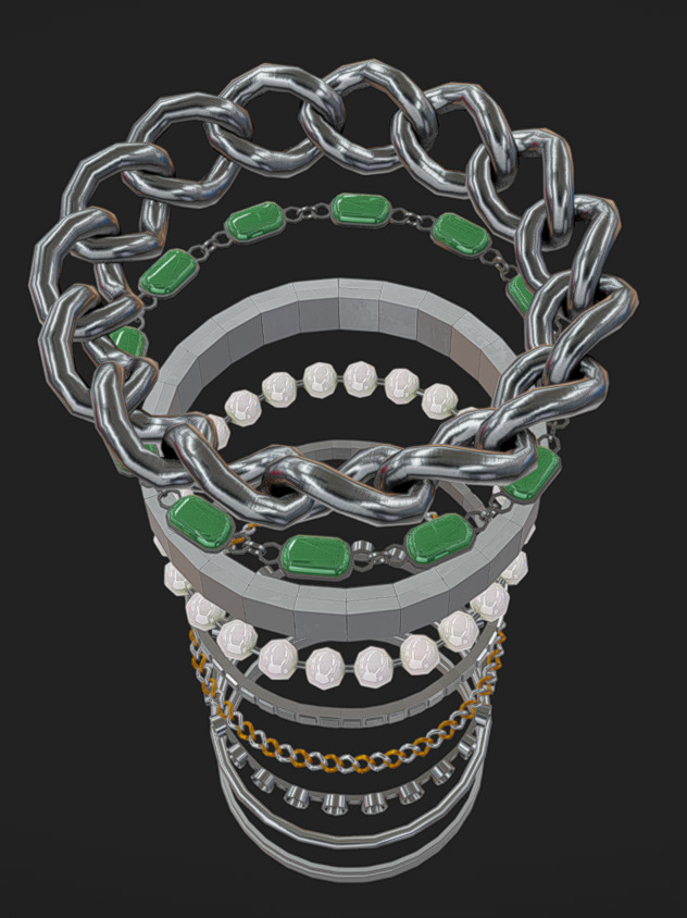 Jewelry Packs 01 - 02 - 03 Low-poly 3D model_4