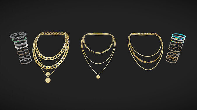 Jewelry Packs 01 - 02 - 03 Low-poly 3D model