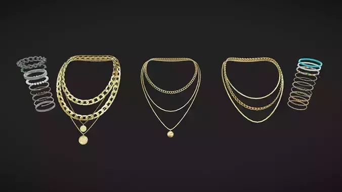 Jewelry Packs 01 - 02 - 03 Low-poly 3D model