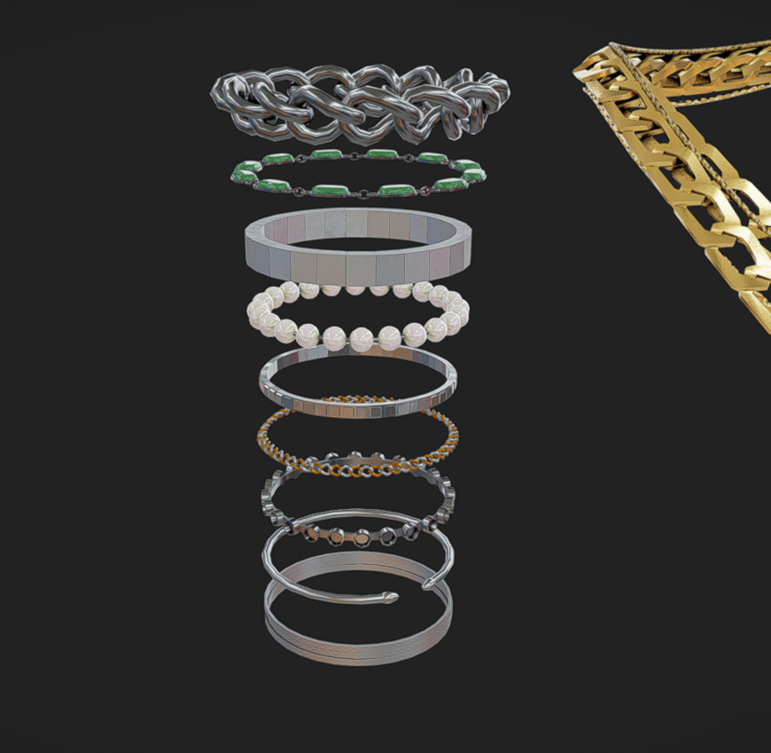 Jewelry Packs 01 - 02 - 03 Low-poly 3D model_3
