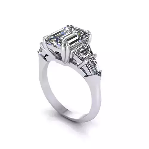 Three Stone Emerald Wedding Ring V5