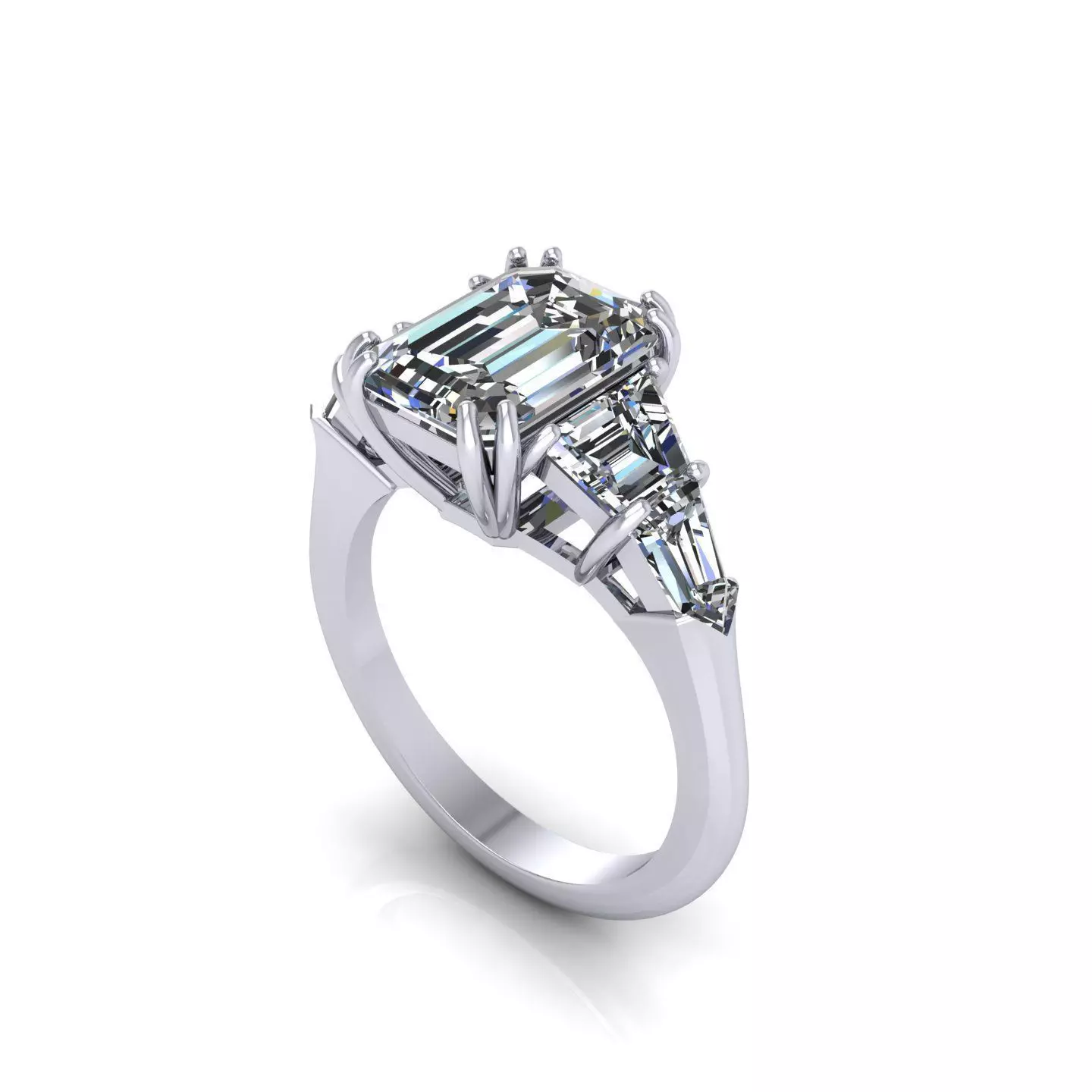 Three Stone Emerald Ring V3 3D print model