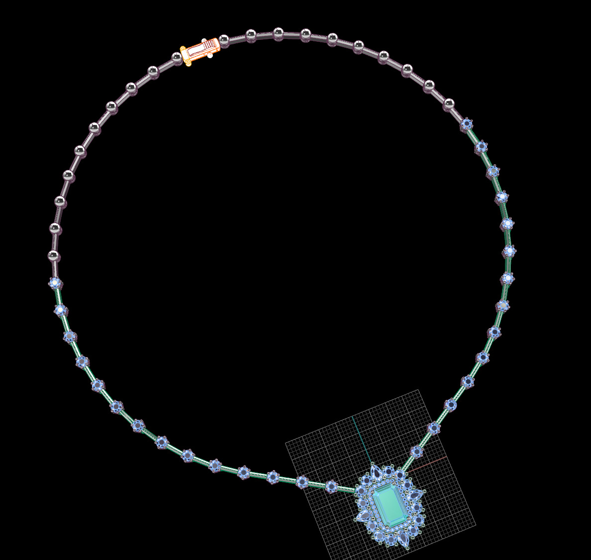 emerald necklace 3D print model_3